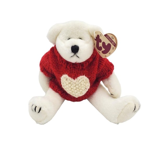 Ty Beanie the Attic Treasures Collection Nicholas 1993 Bear White Red Sweater 8" - Picture 1 of 8